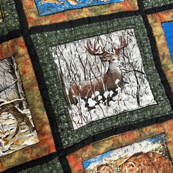 Handmade Wildlife Themed Patchwork Quilt Lap Blanket Wall Hanging Throw - Picture 8 of 11